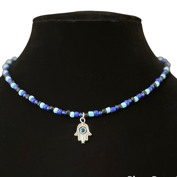 Jewelry - 3/7/23***- 3 for $21 Blue and black bead evil eye necklace.